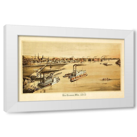 La Crosse Wisconsin - Ellsbury 1873  White Modern Wood Framed Art Print by Ellsbury