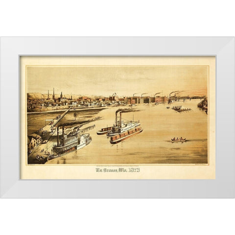 La Crosse Wisconsin - Ellsbury 1873  White Modern Wood Framed Art Print by Ellsbury
