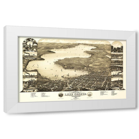 Lake Geneva Wisconsin - Poole 1882  White Modern Wood Framed Art Print by Poole