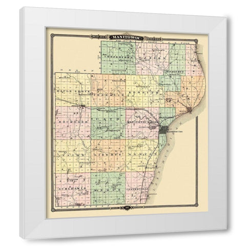 Manitowoc Wisconsin - Snyder 1878 White Modern Wood Framed Art Print by Snyder