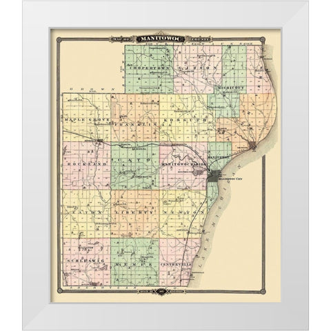 Manitowoc Wisconsin - Snyder 1878 White Modern Wood Framed Art Print by Snyder