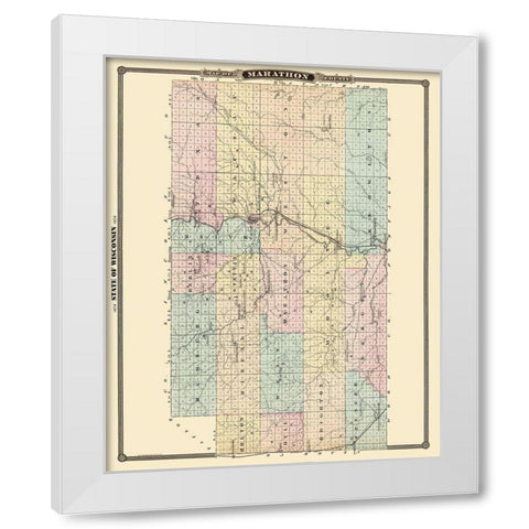 Marathon Wisconsin Landowner - Snyder 1878 White Modern Wood Framed Art Print by Snyder