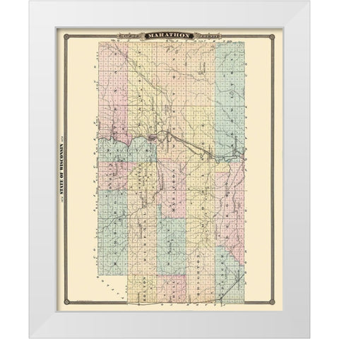 Marathon Wisconsin Landowner - Snyder 1878 White Modern Wood Framed Art Print by Snyder