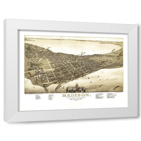 Madison Wisconsin - Norris 1885  White Modern Wood Framed Art Print by Norris