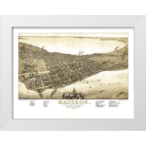Madison Wisconsin - Norris 1885  White Modern Wood Framed Art Print by Norris