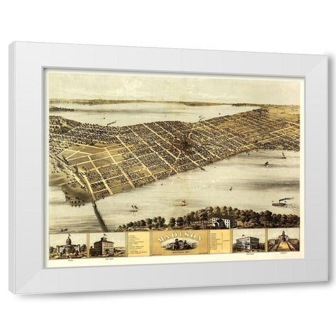 Madison Wisconsin - Norris 1867 White Modern Wood Framed Art Print by Norris