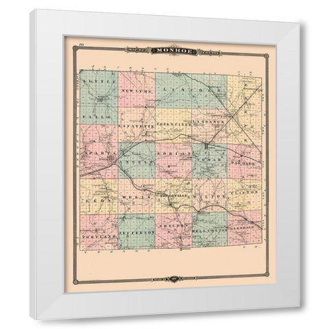 Monroe County  Wisconsin - Snyder 1877 White Modern Wood Framed Art Print by Snyder