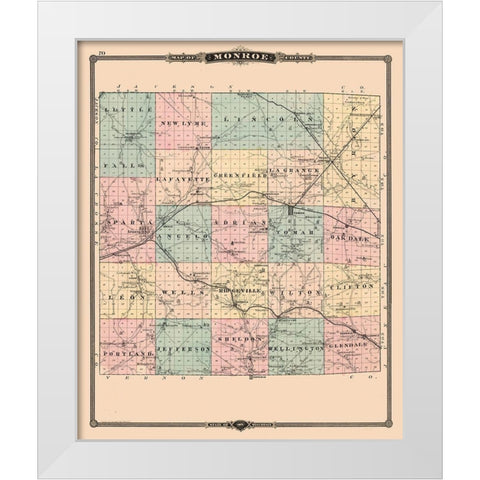 Monroe County  Wisconsin - Snyder 1877 White Modern Wood Framed Art Print by Snyder