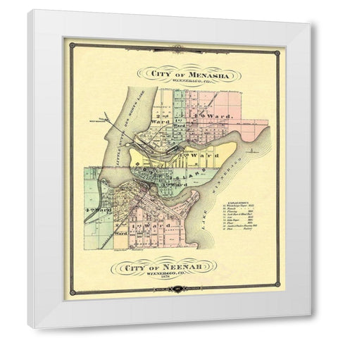 Menasha, Neenah Wisconsin - Snyder 1878 White Modern Wood Framed Art Print by Snyder