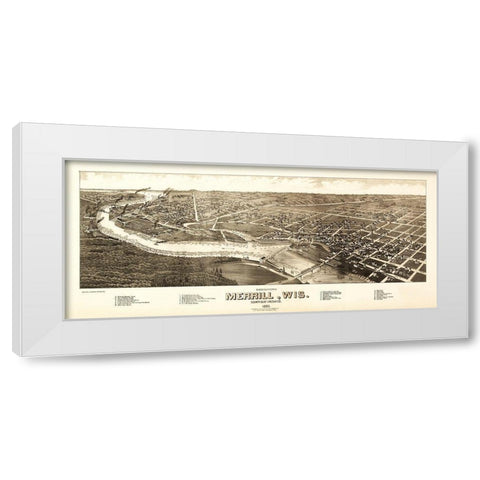 Merrill Wisconsin - Wellge 1883  White Modern Wood Framed Art Print by Wellge