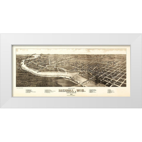 Merrill Wisconsin - Wellge 1883  White Modern Wood Framed Art Print by Wellge