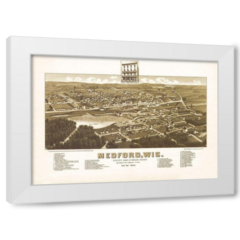 Medford Wisconsin - Norris 1885  White Modern Wood Framed Art Print by Norris