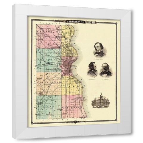 Milwaukee Wisconsin Landowner - Snyder 1878 White Modern Wood Framed Art Print by Snyder