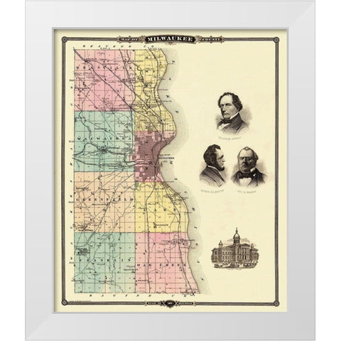 Milwaukee Wisconsin Landowner - Snyder 1878 White Modern Wood Framed Art Print by Snyder