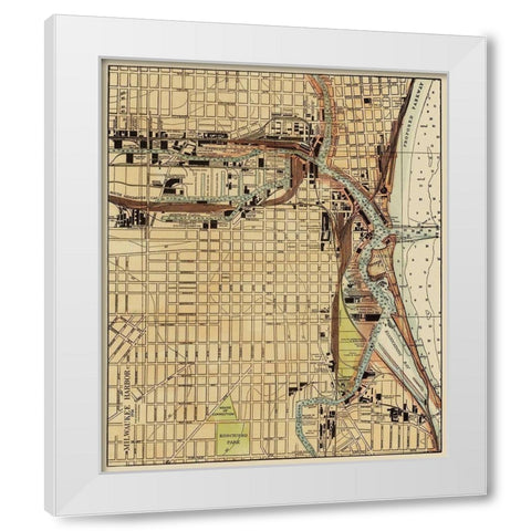 Milwaukee Harbor Wisconsin Landowner White Modern Wood Framed Art Print by War Department