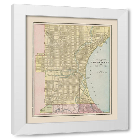 Milwaukee  Wisconsin - Cram 1892 White Modern Wood Framed Art Print by Cram