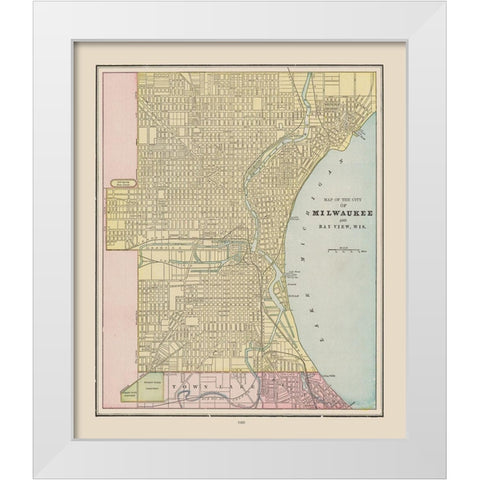 Milwaukee  Wisconsin - Cram 1892 White Modern Wood Framed Art Print by Cram