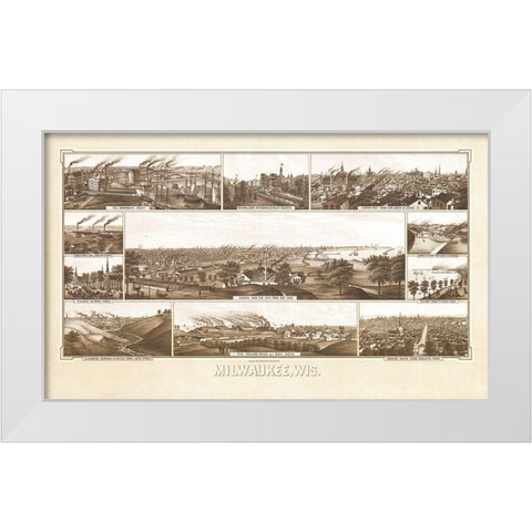 Milwaukee Wisconsin - Beck 1882  White Modern Wood Framed Art Print by Beck