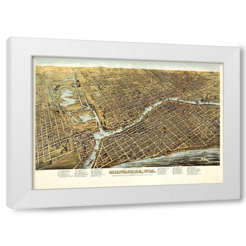 Milwaukee Wisconsin - Bailey 1872  White Modern Wood Framed Art Print by Bailey