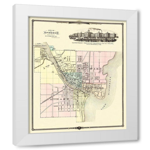 Oshkosh Wisconsin - Snyder 1878 White Modern Wood Framed Art Print by Snyder