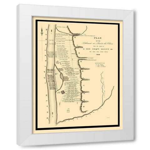Prairie Du Chien Wisconsin Landowner - Lee 1820 White Modern Wood Framed Art Print by Lee