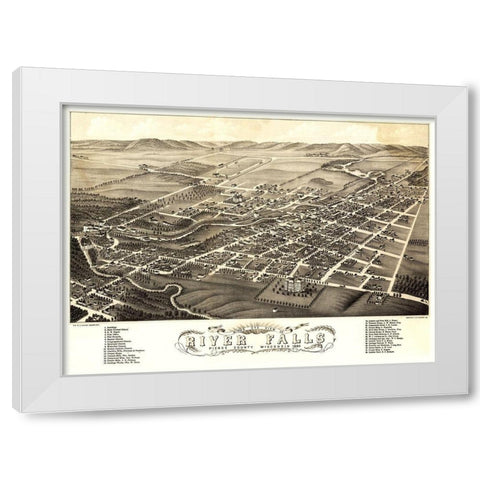 River Falls Wisconsin - Stoner 1880  White Modern Wood Framed Art Print by Stoner