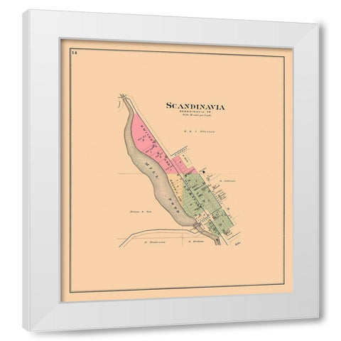 Scandinavia Wisconsin  Foote 1889 White Modern Wood Framed Art Print by Foote