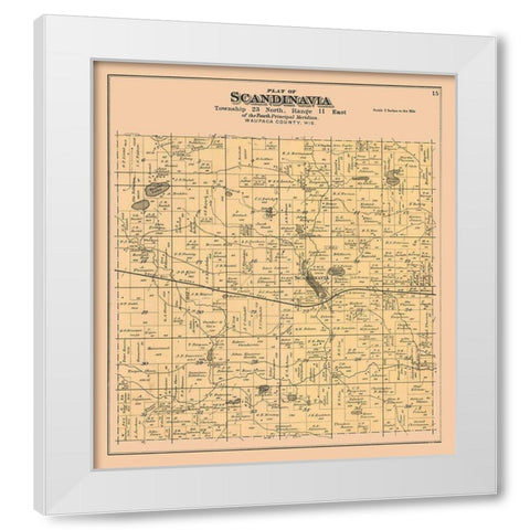 Scandinavia City  Wisconsin - Foote 1889 White Modern Wood Framed Art Print by Foote