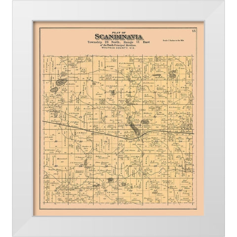 Scandinavia City  Wisconsin - Foote 1889 White Modern Wood Framed Art Print by Foote