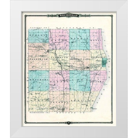 Sheboygan Wisconsin Landowner - Snyder 1878 White Modern Wood Framed Art Print by Snyder