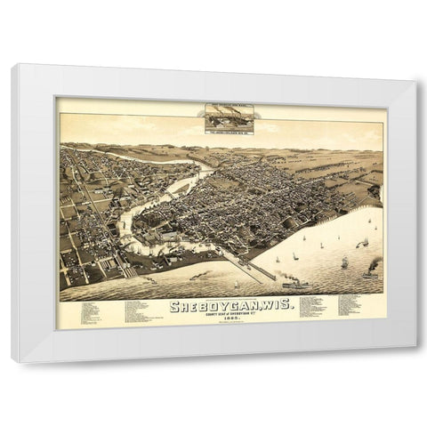 Sheboygan Wisconsin - Wellge 1885  White Modern Wood Framed Art Print by Wellge