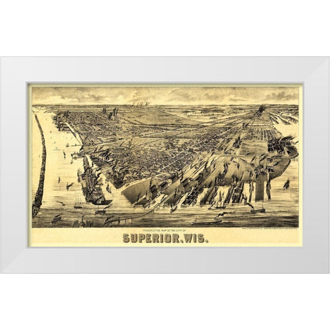 Superior Wisconsin - American Pub Co 1893  White Modern Wood Framed Art Print by American Pub Co