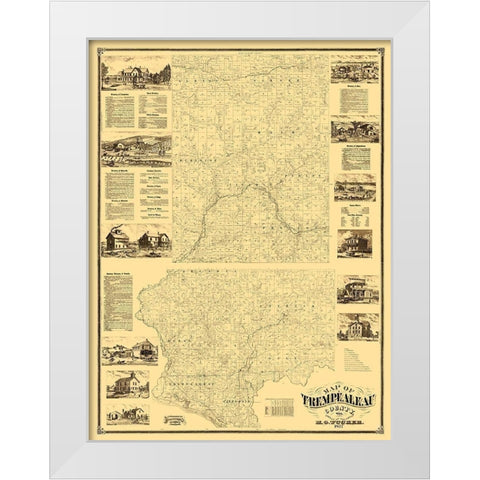 Trempealeau County Wisconsin - Tucker 1877  White Modern Wood Framed Art Print by Tucker