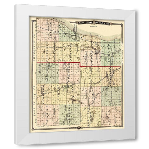 Washington  Ozaukee Wisconsin Landowner White Modern Wood Framed Art Print by Snyder