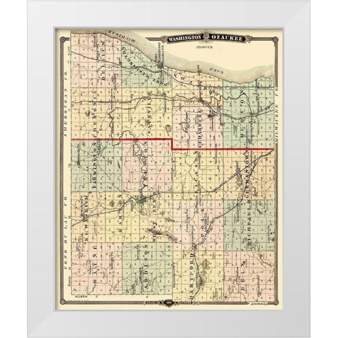 Washington  Ozaukee Wisconsin Landowner White Modern Wood Framed Art Print by Snyder