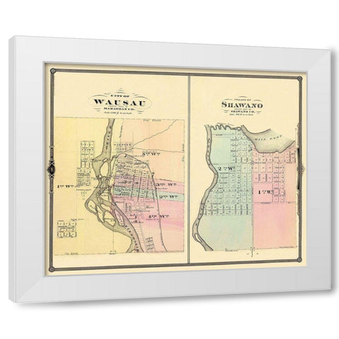 Wausau, Shawano Wisconsin - Snyder 1878 White Modern Wood Framed Art Print by Snyder