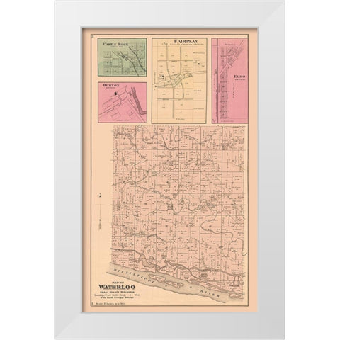 Waterloo  Wisconsin - Foote 1877 White Modern Wood Framed Art Print by Foote