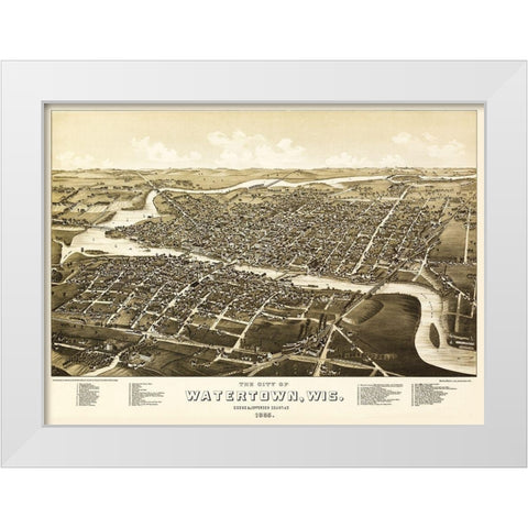 Watertown Wisconsin - Norris 1885  White Modern Wood Framed Art Print by Norris