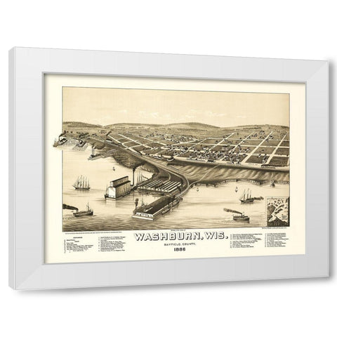 Washburn Wisconsin - Norris 1886  White Modern Wood Framed Art Print by Norris