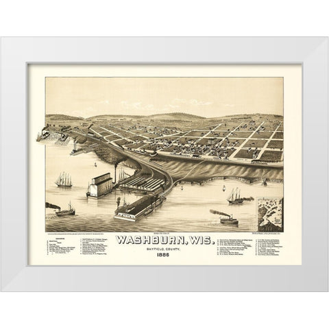 Washburn Wisconsin - Norris 1886  White Modern Wood Framed Art Print by Norris