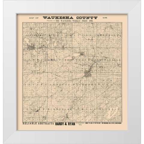 Waukesha County Wisconsin - Hardy 1900  White Modern Wood Framed Art Print by Hardy