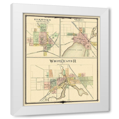 Whitewater, Elkhorn, Geneva Wisconsin - Snyder White Modern Wood Framed Art Print by Snyder