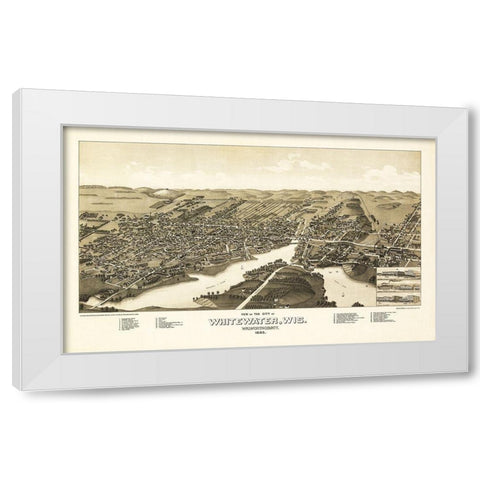 Whitewater Wisconsin - Norris 1855  White Modern Wood Framed Art Print by Norris