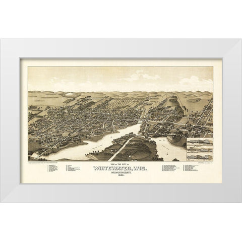 Whitewater Wisconsin - Norris 1855  White Modern Wood Framed Art Print by Norris