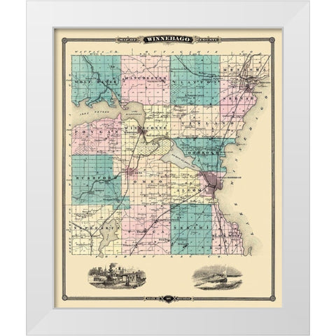 Winnebago Wisconsin Landowner - Snyder 1878 White Modern Wood Framed Art Print by Snyder
