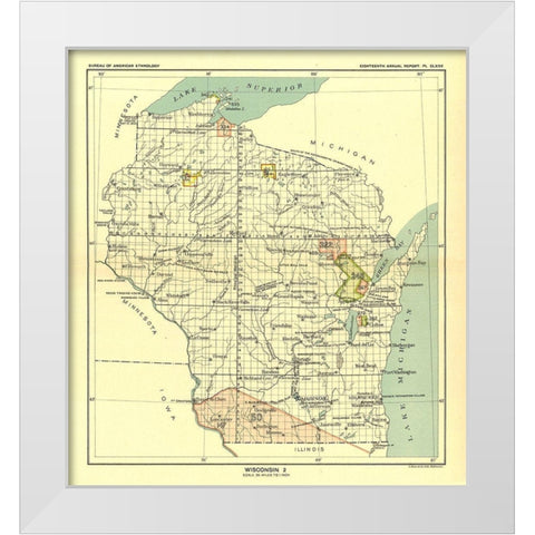 Wisconsin - Hoen 1896 White Modern Wood Framed Art Print by Hoen