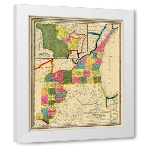Wisconsin Territory - Abel 1838 White Modern Wood Framed Art Print by Abel