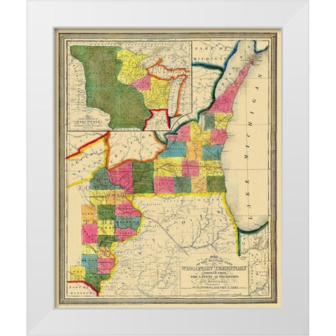 Wisconsin Territory - Abel 1838 White Modern Wood Framed Art Print by Abel