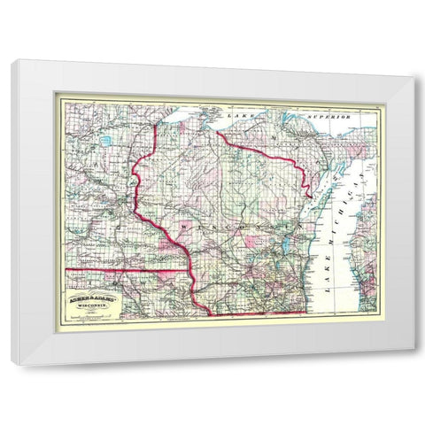 Wisconsin - Asher  1874 White Modern Wood Framed Art Print by Asher
