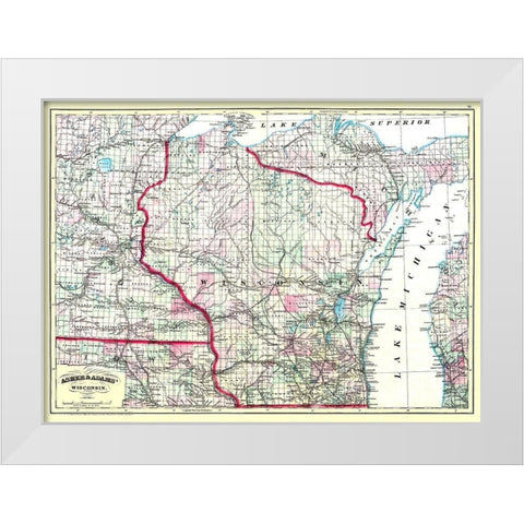 Wisconsin - Asher  1874 White Modern Wood Framed Art Print by Asher